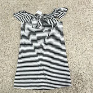 NWT J Crew Cotton off shoulder striped dress in black and white stripe Sz Small